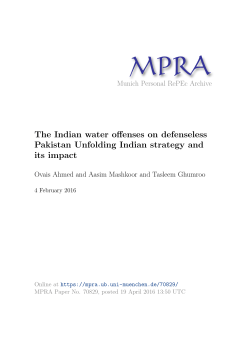 The Indian water offenses on defenseless Pakistan Unfolding Indian