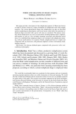 Form and Meaning in Hiaki (Yaqui) Verbal