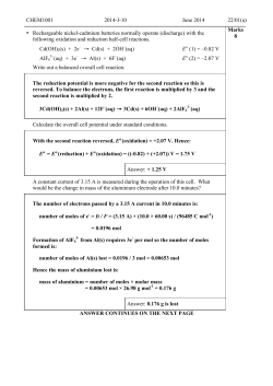 CHEM1001 2014-J-10 June 2014 22/01(a) • Rechargeable nickel