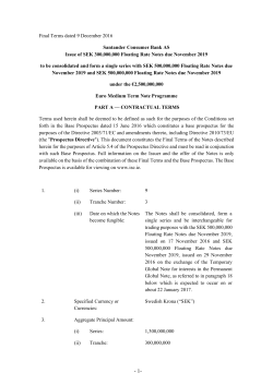 Final Terms dated 9 December 2016 Santander Consumer Bank AS