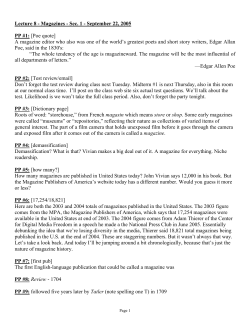 Lecture 8 - Magazines - Sec. 1