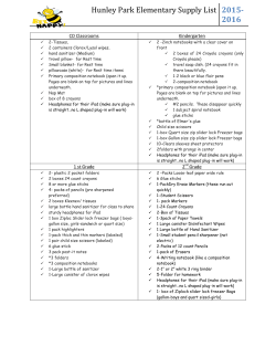 School Supply List - Hunley Park Elementary School