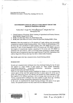 Cryopreservation of apple in vitro shoot tips by the droplet freezing