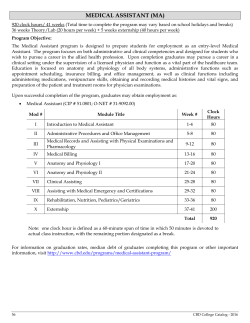 Program Catalog Sheet - Medical Assistant