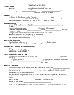 The War`s End (1918-1921) The War`s End &bull; When the the war, the