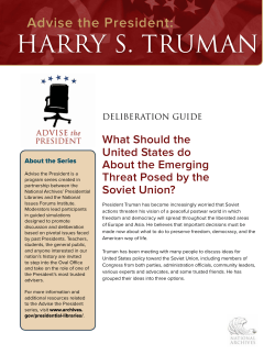Advise the President Harry S Truman Deliberation Guide