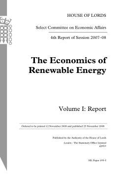 The Economics of Renewable Energy