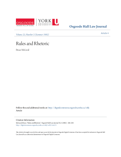 Rules and Rhetoric - Osgoode Digital Commons