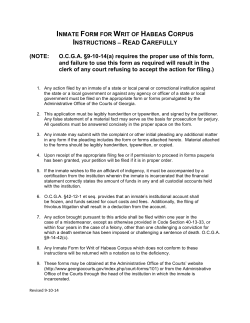 Inmate Form Application for Writ of Habeas Corpus