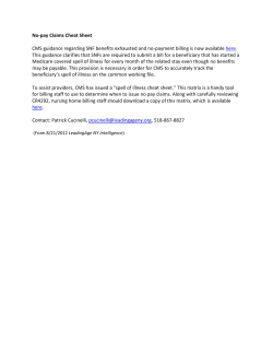 No-pay Claims Cheat Sheet CMS guidance regarding SNF benefits