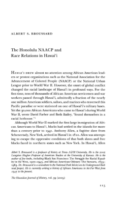 The Honolulu NAACP and Race Relations in Hawai`i