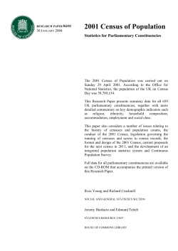 2001 Census of Population: Statistics for