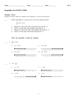 Inequalities Test STUDY GUIDE