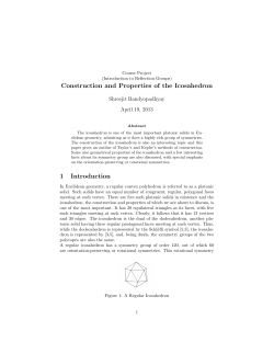 Construction and Properties of the Icosahedron 1 Introduction