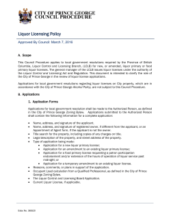 Liquor Licence Policy - City of Prince George