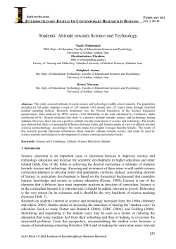 Students` Attitude towards Science and Technology