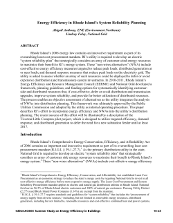 Energy Efficiency in Rhode Island`s System Reliability