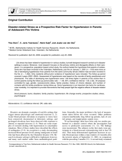 Disaster-related Stress as a Prospective Risk Factor for
