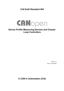 CiA Draft Standard 404 Device Profile Measuring Devices and