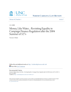 Money, Like Water...: Revisiting Equality in Campaign Finance