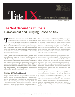 The Next Generation of Title IX: Harassment and Bullying Based on