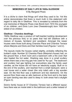 Memories of Daily Life in 1920s Gledhow