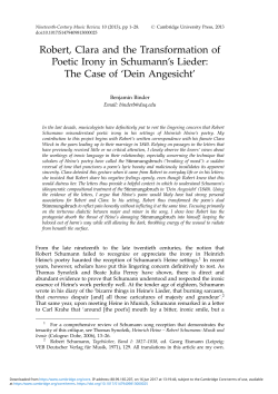 Robert, Clara and the Transformation of Poetic Irony in Schumann`s