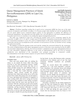 Queue Management Practices of Quick ServiceRestaurants (QSR