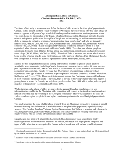 Aboriginal Elder Abuse in Canada