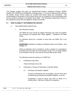 SNAP Eligibility Determination Groups