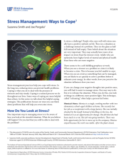 Stress Management: Ways to Cope1 - EDIS