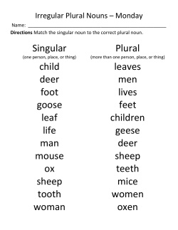 Singular Plural child leaves deer men foot lives goose