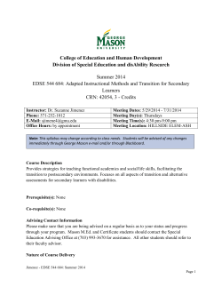 Summer 2014 Section 684 Syllabus - GMU CEHD