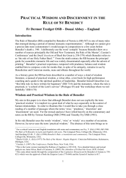 practical wisdom and discernment in the rule of st benedict