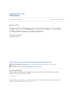 Origin and Use of Pedagogical Content Knowledge: A Case Study of