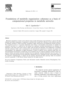 Foundations of metabolic organization: coherence as a basis