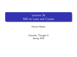 Lecture 26 Mill on Laws and Causes