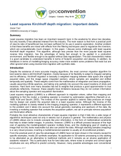 Least squares Kirchhoff depth migration: important details
