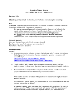 Growth of Labor Unions Unit: Gilded Age, Topic