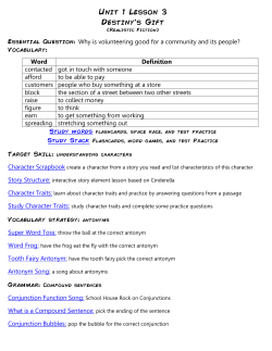 Unit 1 Lesson 3 Destiny`s Gift