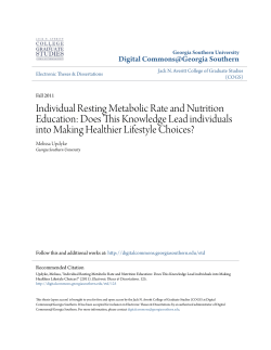Individual Resting Metabolic Rate and Nutrition Education: Does
