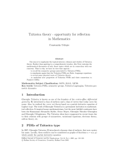 Tzitzeica theory - opportunity for reflection in Mathematics