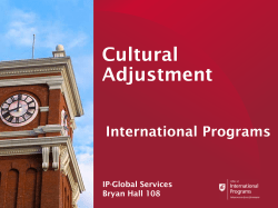 Cultural Adjustment - International Programs