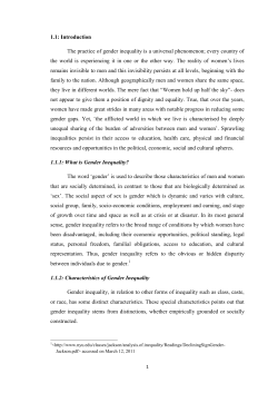 1.1: Introduction The practice of gender inequality is a universal