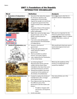 UNIT 1: Foundations of the Republic INTERACTIVE VOCABULARY