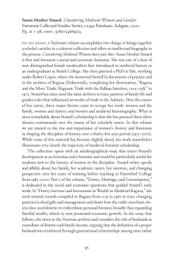 Considering Medieval Women and Gender by Susan Mosher Stuard.