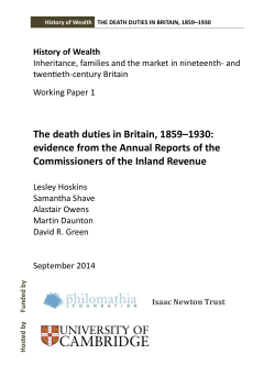 The Death Duties in Britain, 1859&ndash;1930