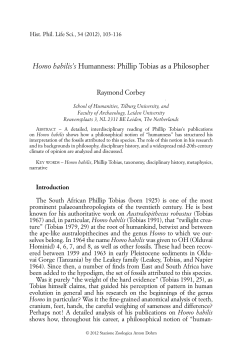 Homo habilis`s Humanness: Phillip Tobias as a Philosopher