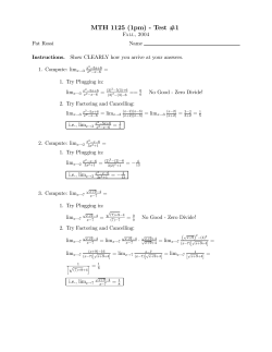 MTH 1125 (1pm) - Test #1