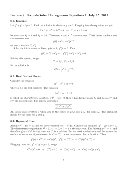 Lecture 8. Second-Order Homogeneous Equations I. July 15, 2013